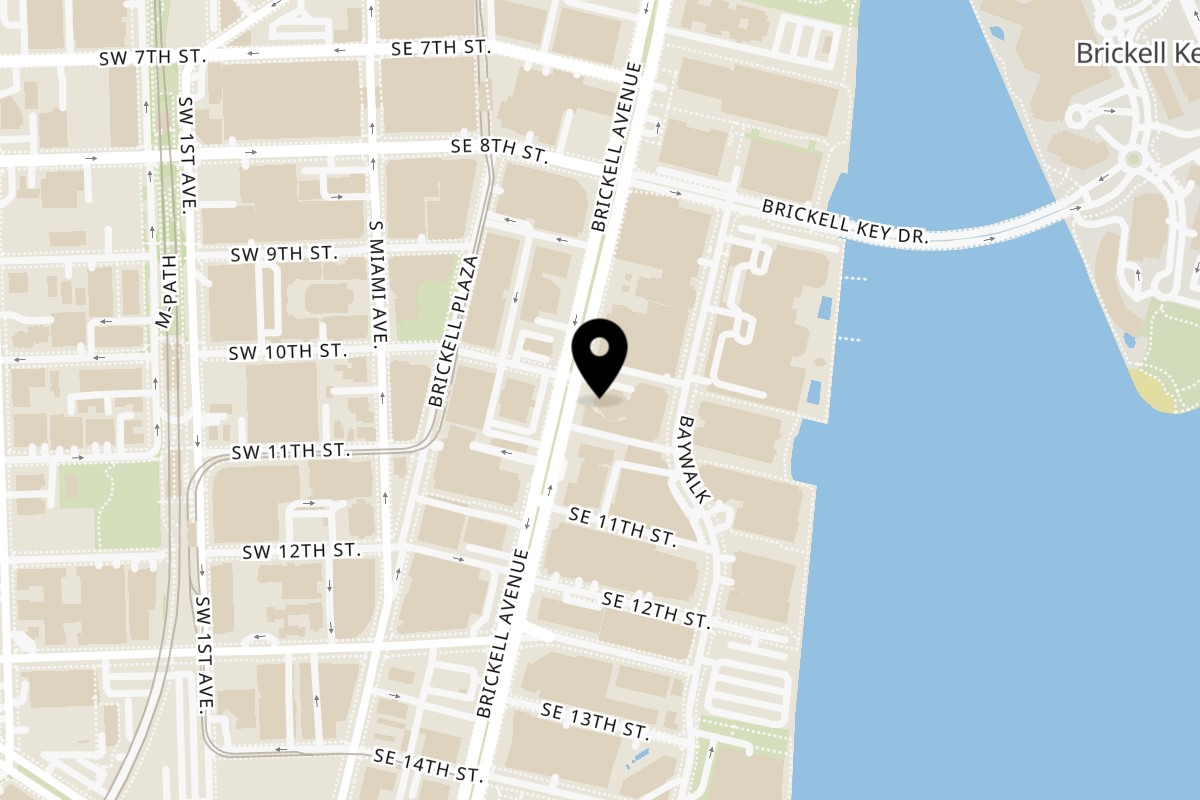 Map showing the location of Jholano’s Deli Brickell on 999 Brickell Ave Ste 102 in Miami